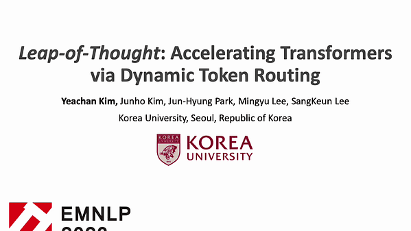 Leap-of-Thought: Accelerating Transformers via Dynamic Token Routing | VIDEO